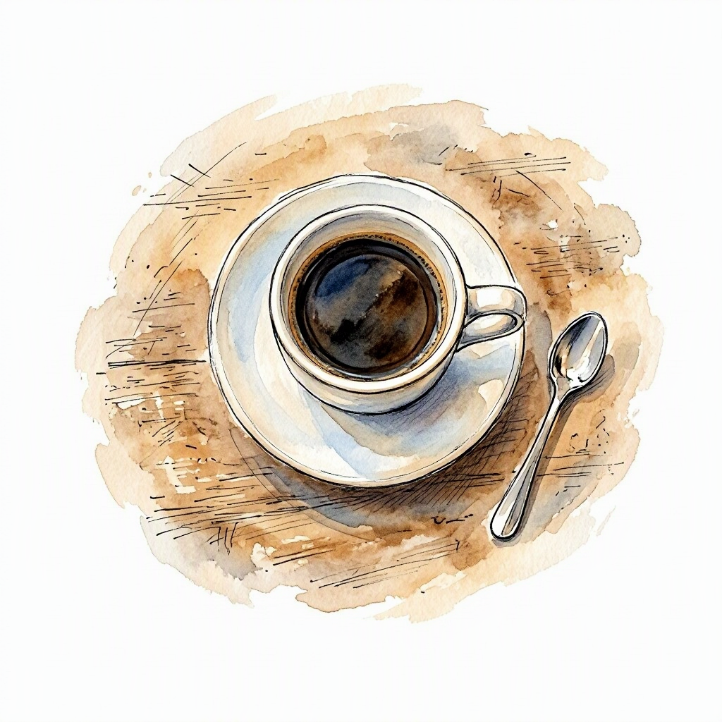 Spot illustration of a coffee cup in a Kazimierz cafe